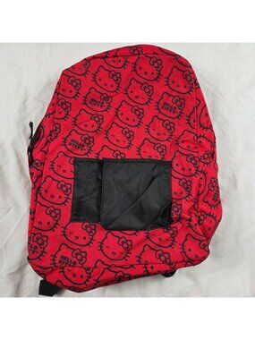 Loungefly x Hello Kitty Backpack Red Black Allover Print School Casual Outdoors